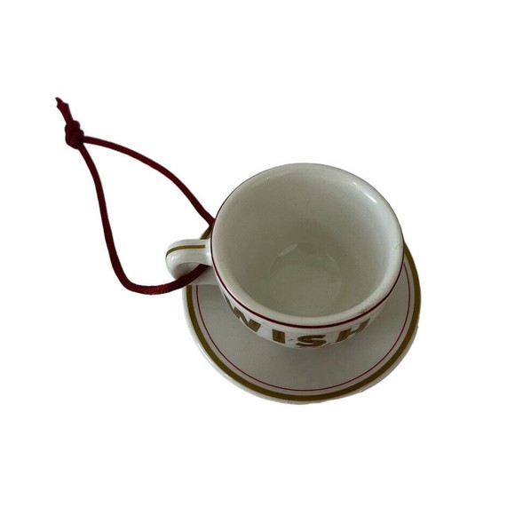 Starbucks WISH Mini Teacup w/ Saucer Christmas Ornament - 2006 Miniature Cup - Picture 4 of 5
